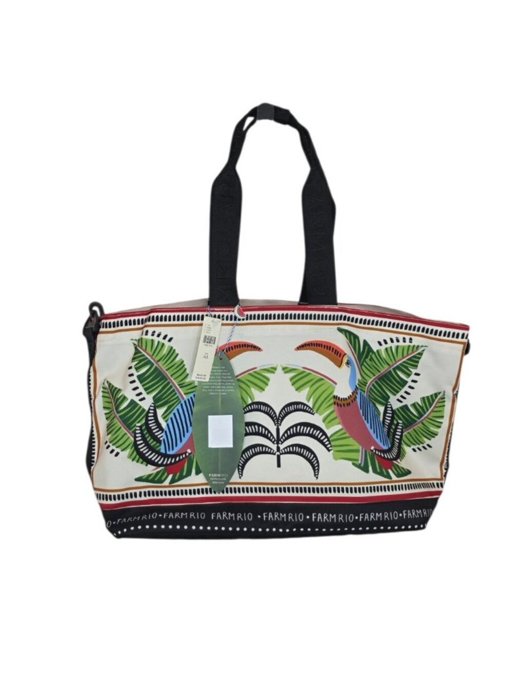 Farm Rio Toucan Destiny Bag, Drawstring Top, Beach, Adjustable Straps